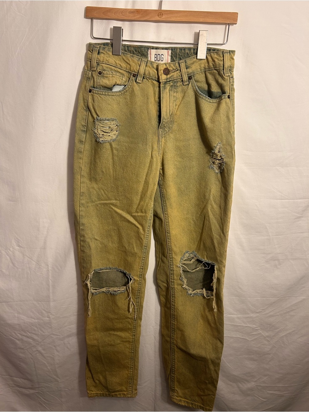 Urban Outfitters BDG Distressed Olive Straight-Leg Jeans